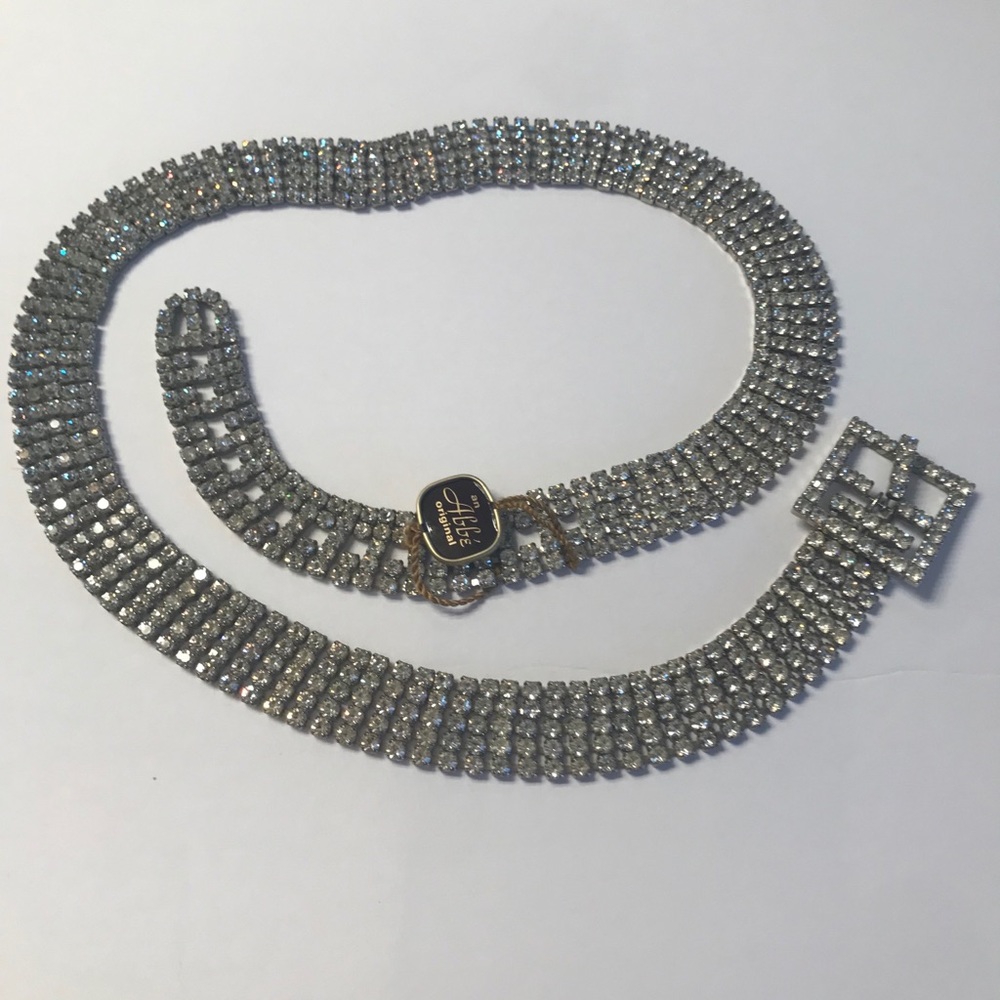 Rare 1930s Rhinestone Belt with Tag